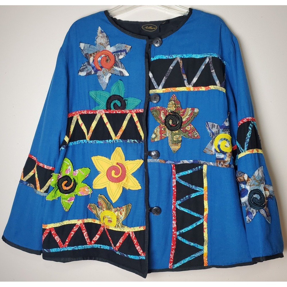 Floral Patchwork Jacket Hippie Boho Textured Art To Wear Lagenlook Phoebe Buffay